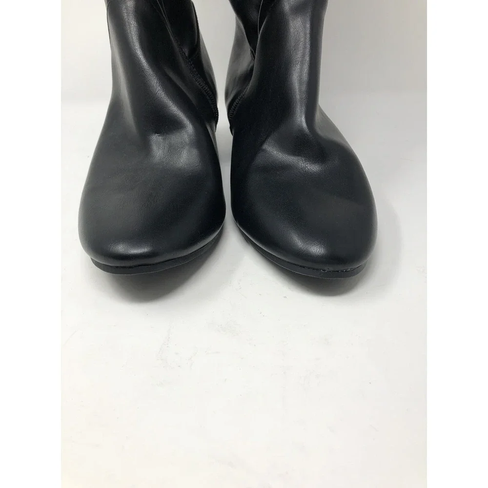 A NEW‎ DAY Womens 10 Tall Faux Leather Boots Low Wedge